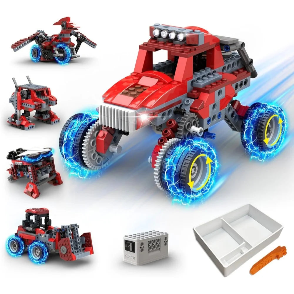 Beginner STEM Building Kit-Build Your Own Monster Truck & More, 8-in-1 Electronics Projects for Kid 6+, Educational DIY Activity