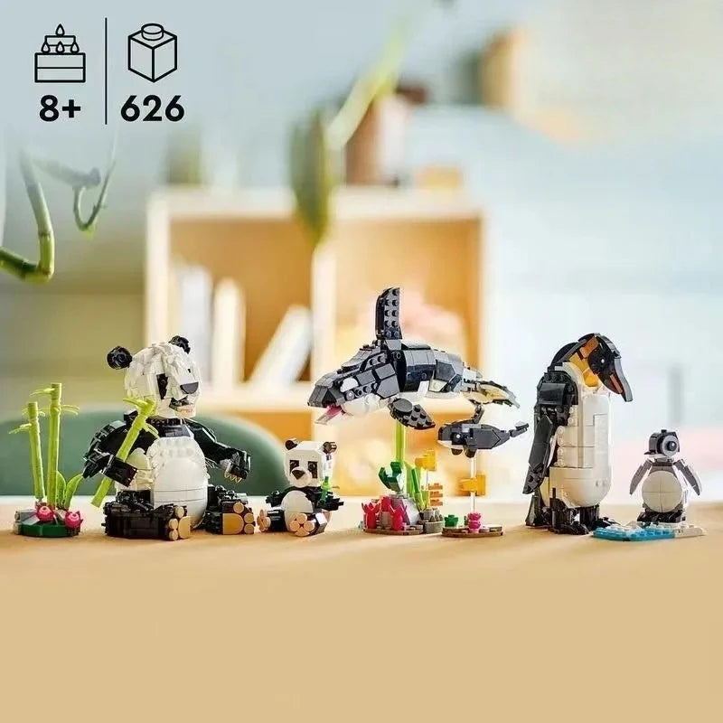 New in 2025! 626PCS 31165 Creative Three in One Wild Animal Panda Family Building Toy, Children's Christmas Birthday Gift