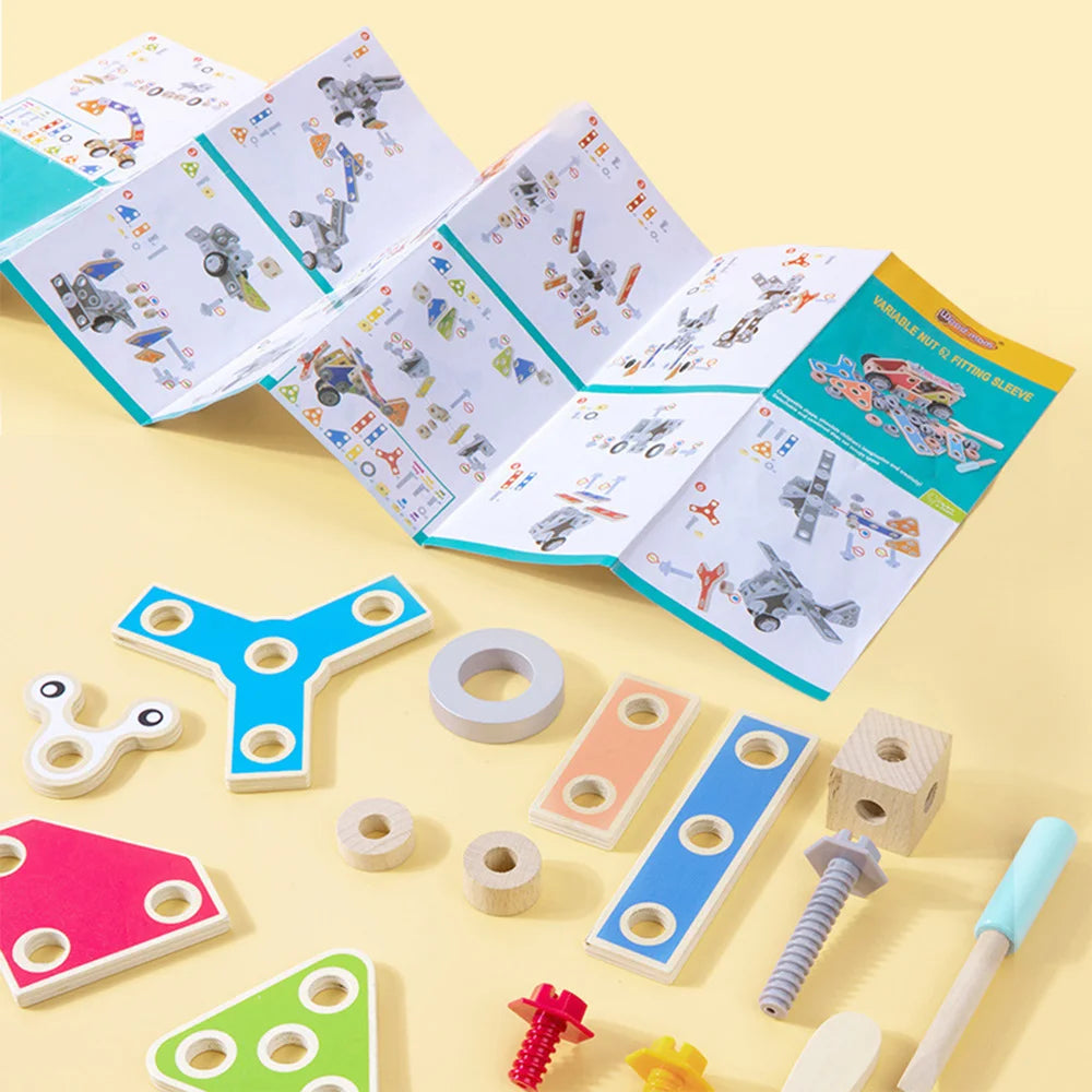 Wooden Building Block Dismantling and Disassembly of Screw Toys Nut Assembly Puzzle Toys Montessori Educational Children's Toys